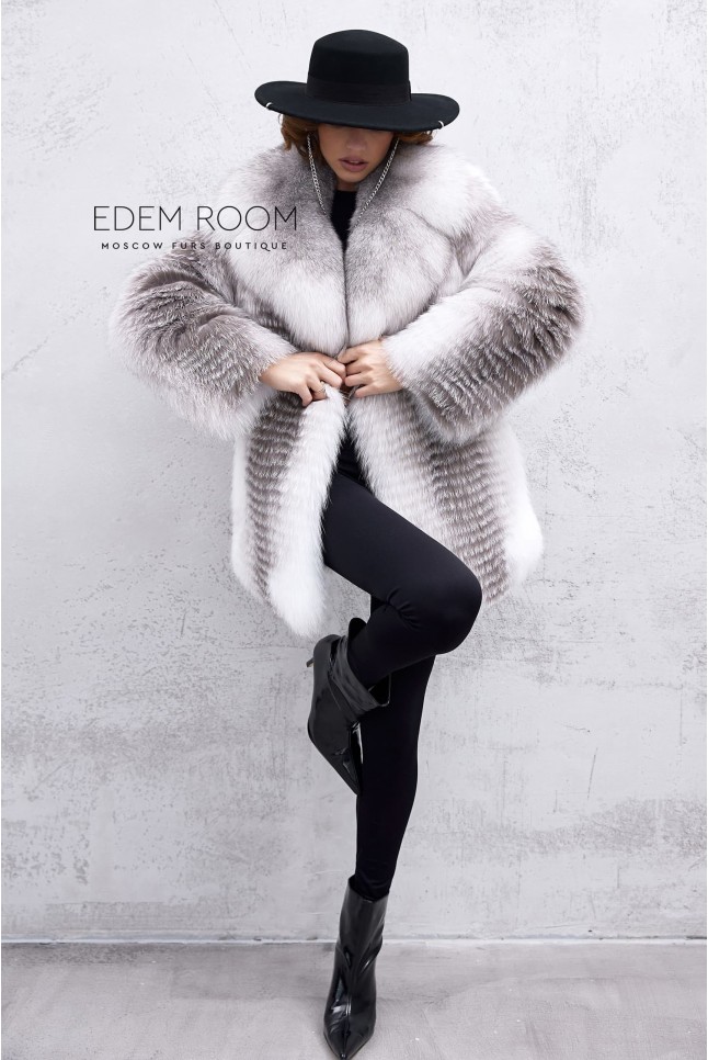 шубка из белой лисы