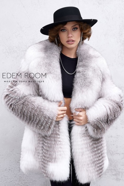 шубка из белой лисы