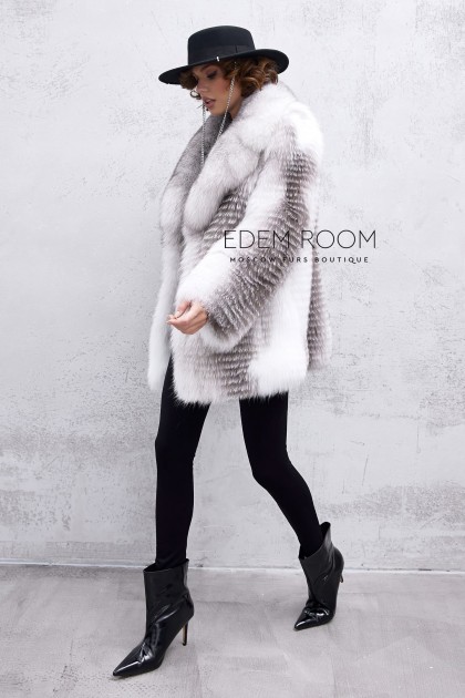 шубка из белой лисы