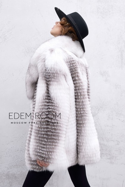 шубка из белой лисы