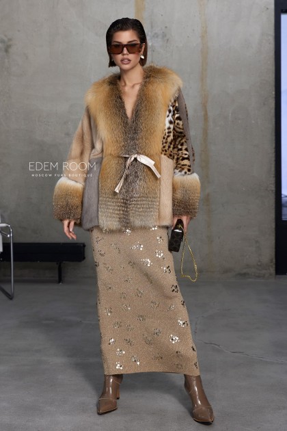 комбинированная шубка из норки и оцелота комбинированная шубка из норки и оцелота