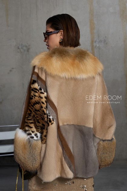 комбинированная шубка из норки и оцелота комбинированная шубка из норки и оцелота