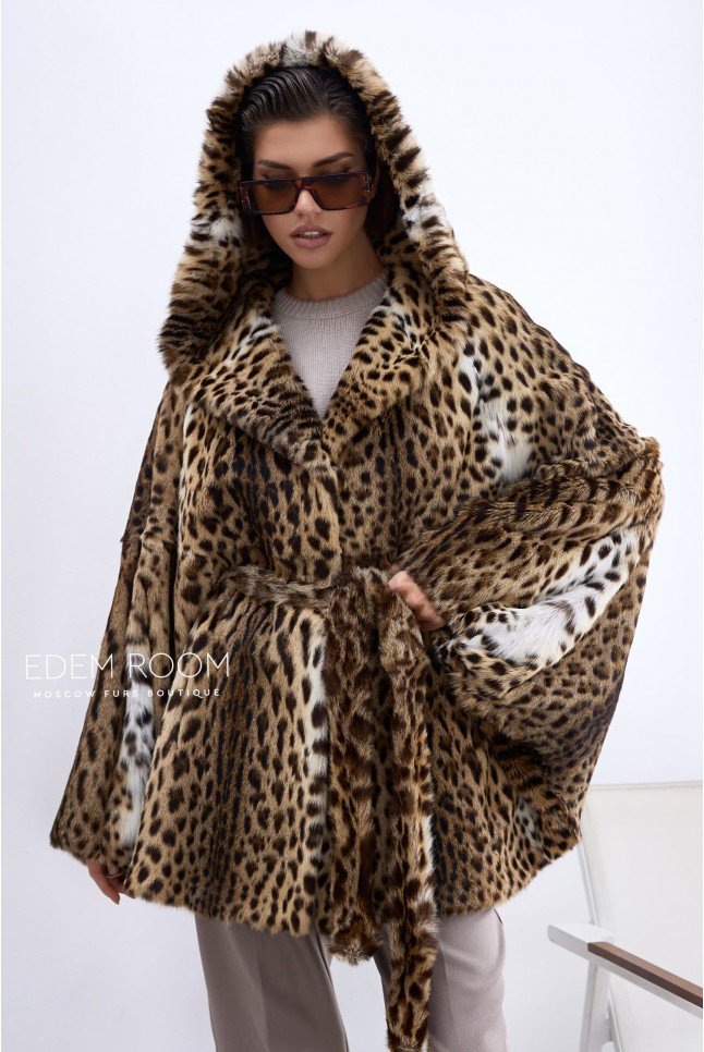шуба - пончо из оцелота