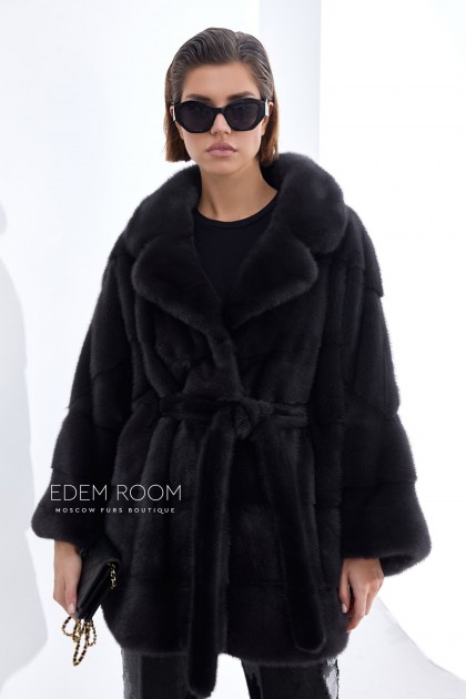 полушубок из норки с английским воротником