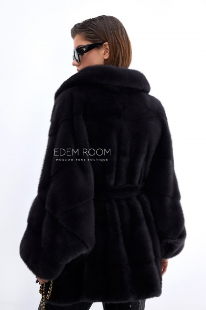 полушубок из норки с английским воротником