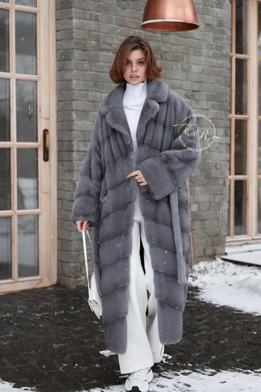 Удлинённая норковая шуба с поясом Удлинённая норковая шуба с поясом