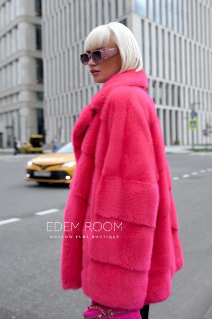 розовая норковая шуба