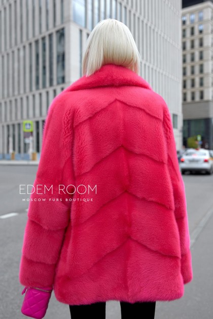 розовая норковая шуба