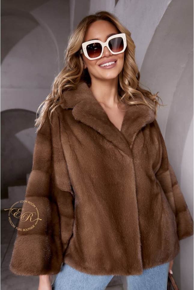 Норковая  куртка с воротником