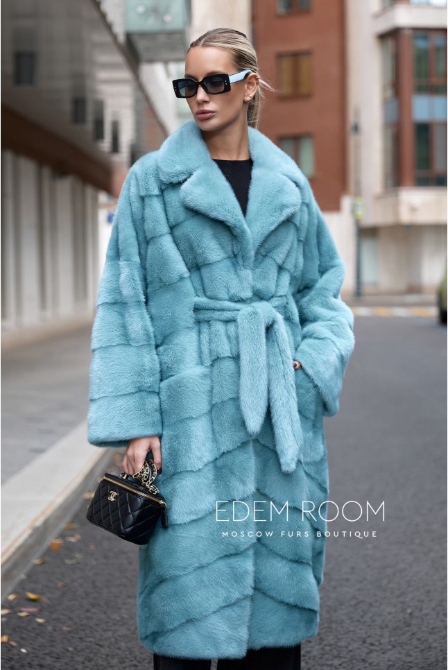 норковая шуба в цвете Tiffany