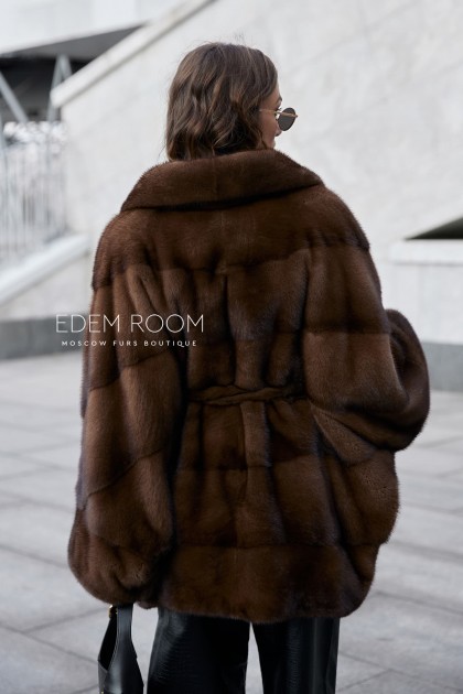 норковое пончо в цвете орех