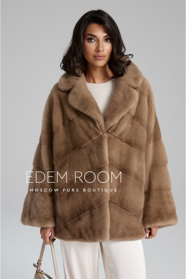 Автоледи из меха норки с воротником