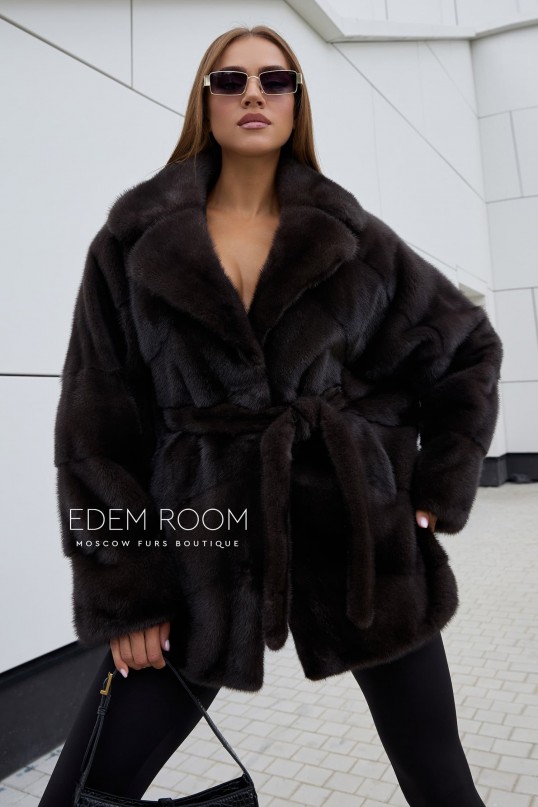 норковое автоледи с поясом