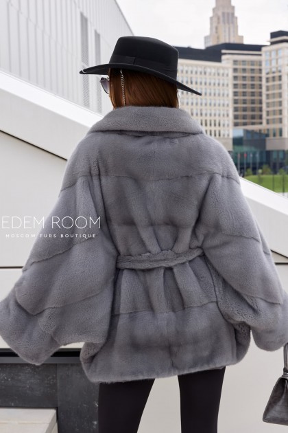 Норковое пончо с сером цвете Норковое пончо с сером цвете