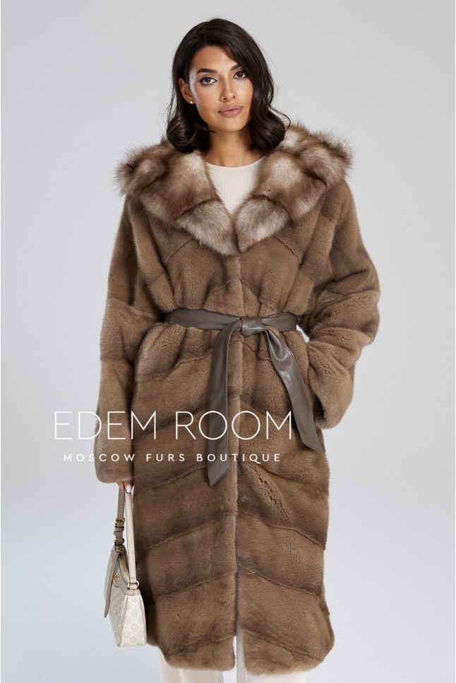 женская норковая шуба с мехом куницы