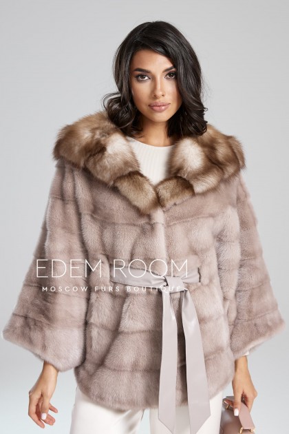 норковое пончо с капюшоном из куницы норковое пончо с капюшоном из куницы