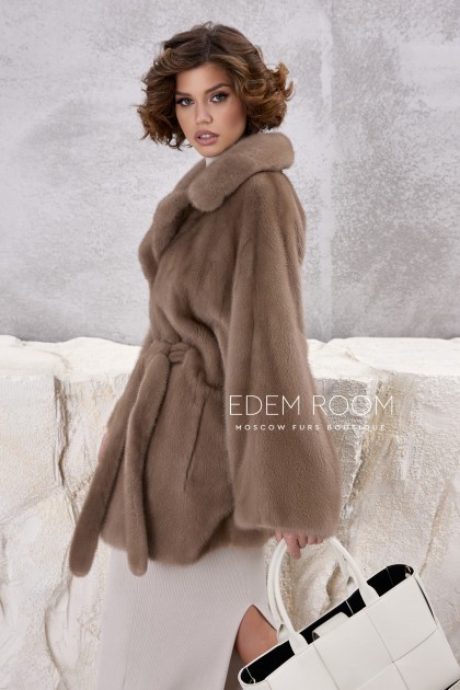 норковое пончо под пояс