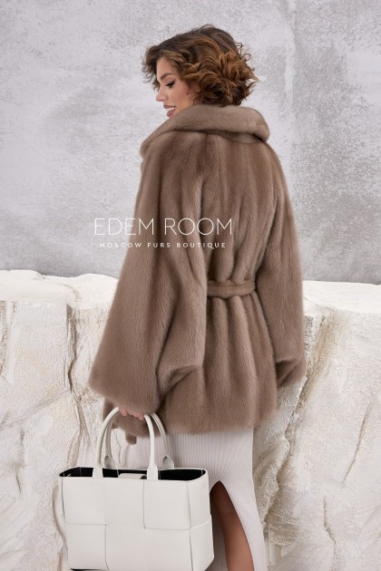 норковое пончо под пояс