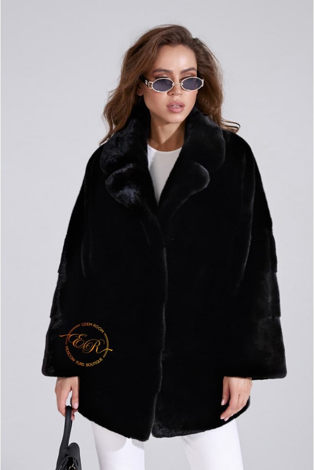 Поперечная норковая шуба