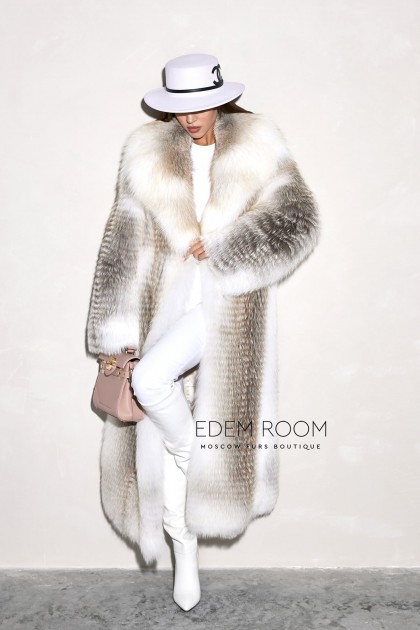 длинная шуба из лисы