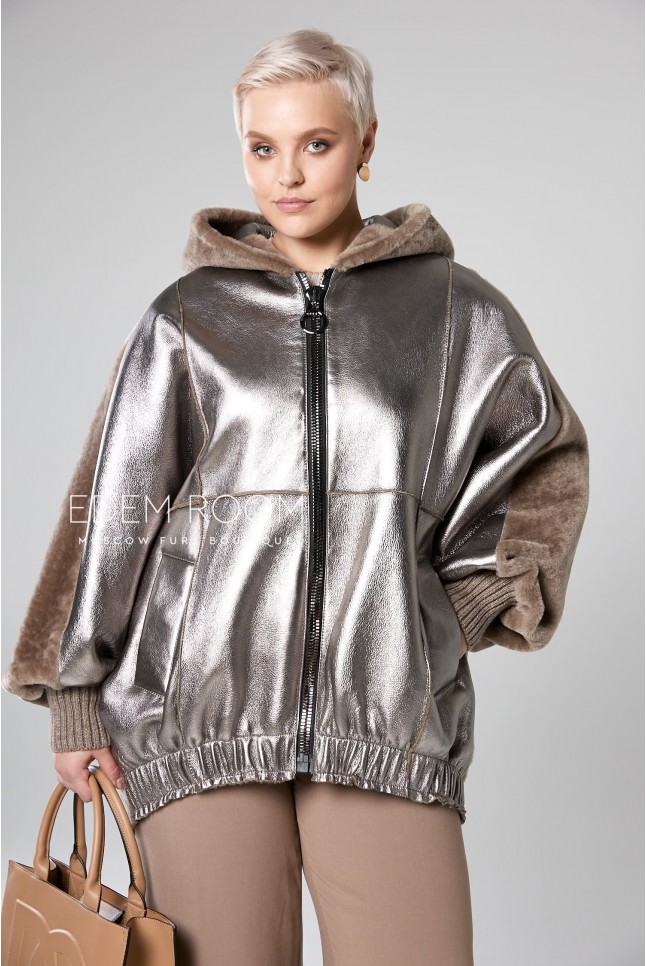 стильная куртка - дублёнка для больших размеров