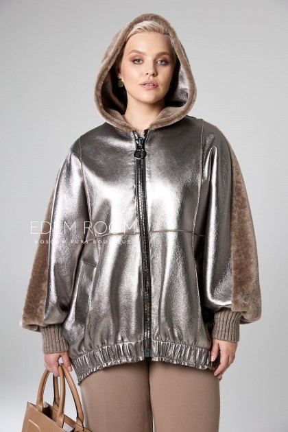 стильная куртка - дублёнка для больших размеров