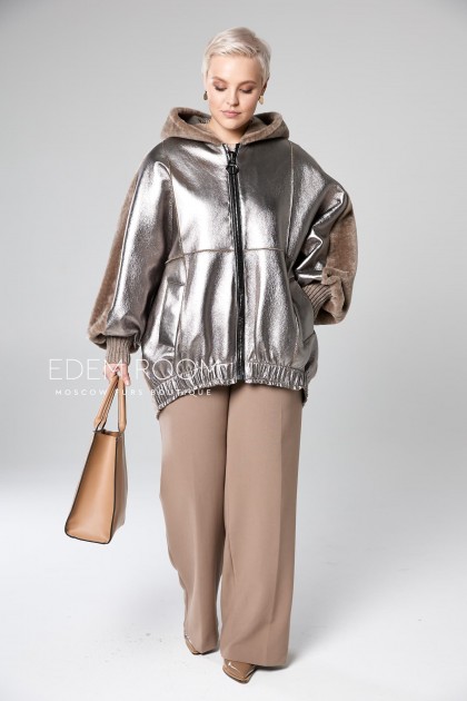 стильная куртка - дублёнка для больших размеров