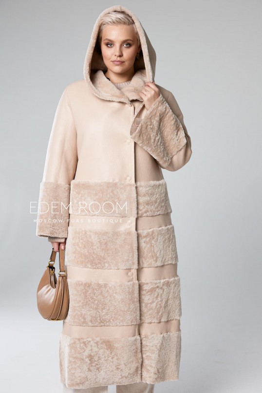 бежевая дублёнка для женщин