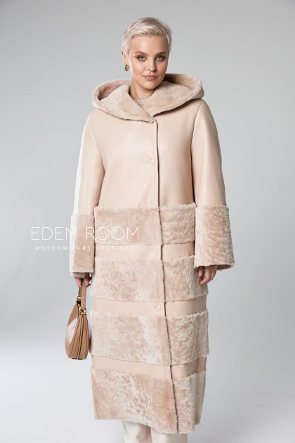 бежевая дублёнка для женщин