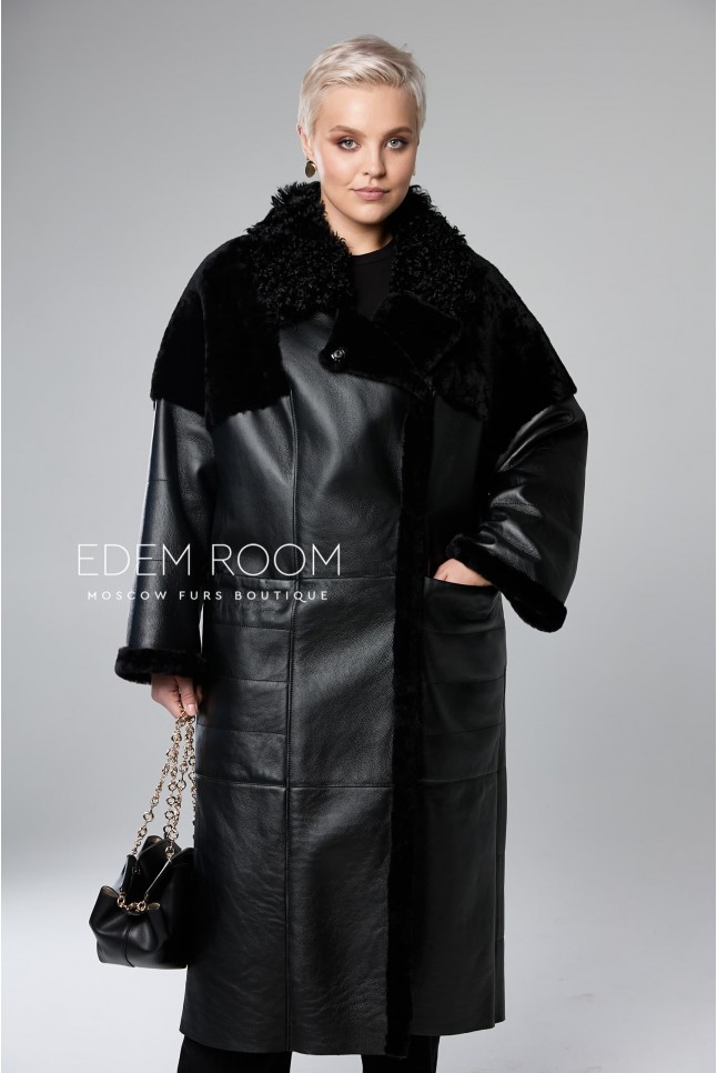 чёрная дублёнка для женщин