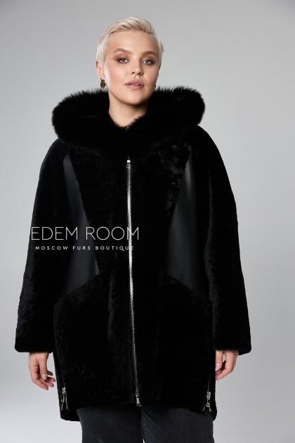 чёрная дублёнка для женщин