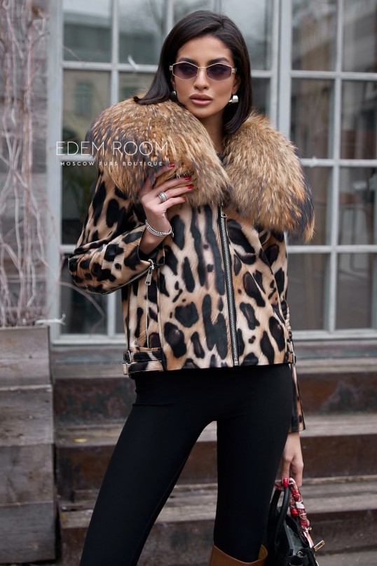 демисезонная кожаная куртка с мехом