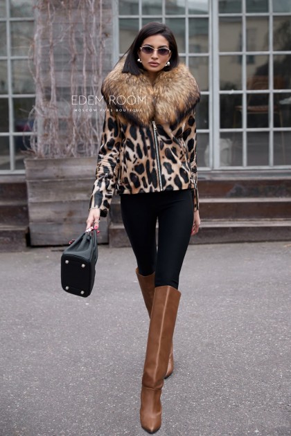 демисезонная кожаная куртка с мехом