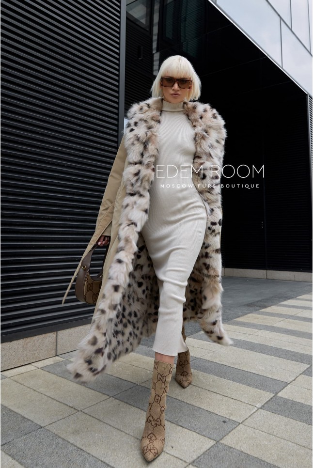 двухстороннее пальто - дублёнка из меха лисы