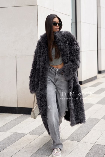 шуба - дублёнка из овчины тиградо