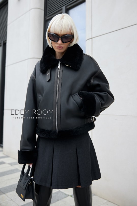 чёрная куртка дублёнка на молнии