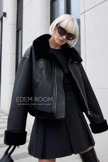 чёрная куртка дублёнка на молнии