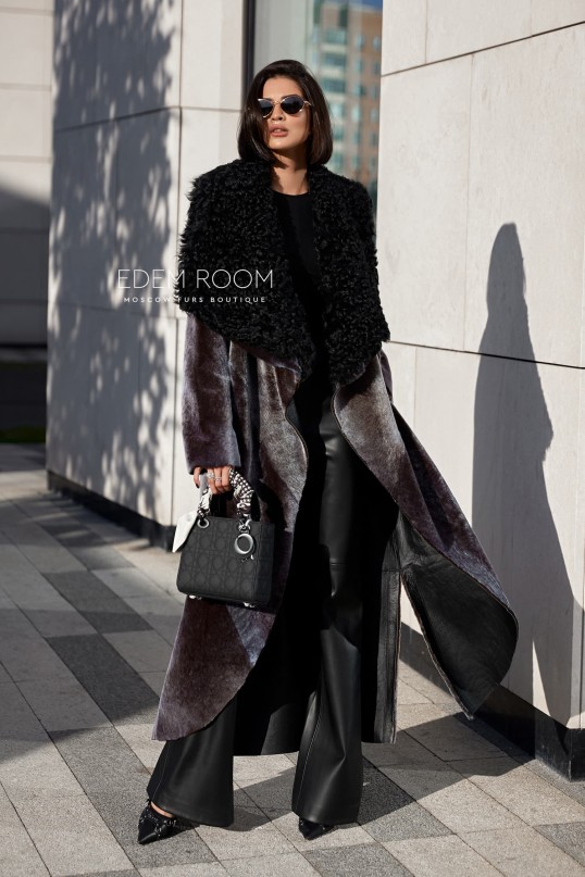 итальянское демисезонное пальто - дублёнка