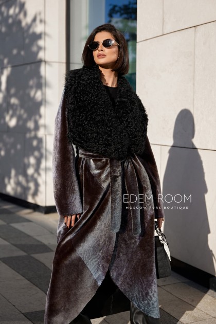 итальянское демисезонное пальто - дублёнка