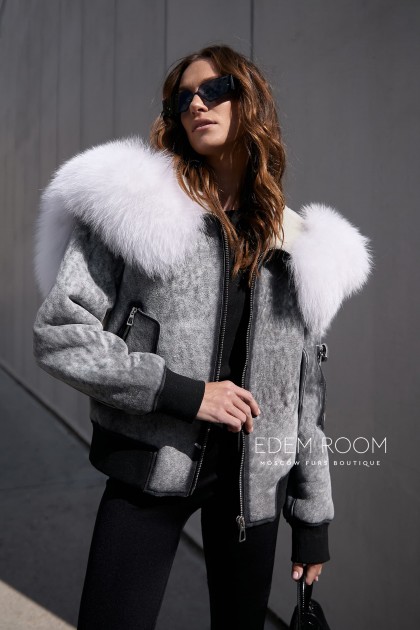 женская куртка - дублёнка с мехом