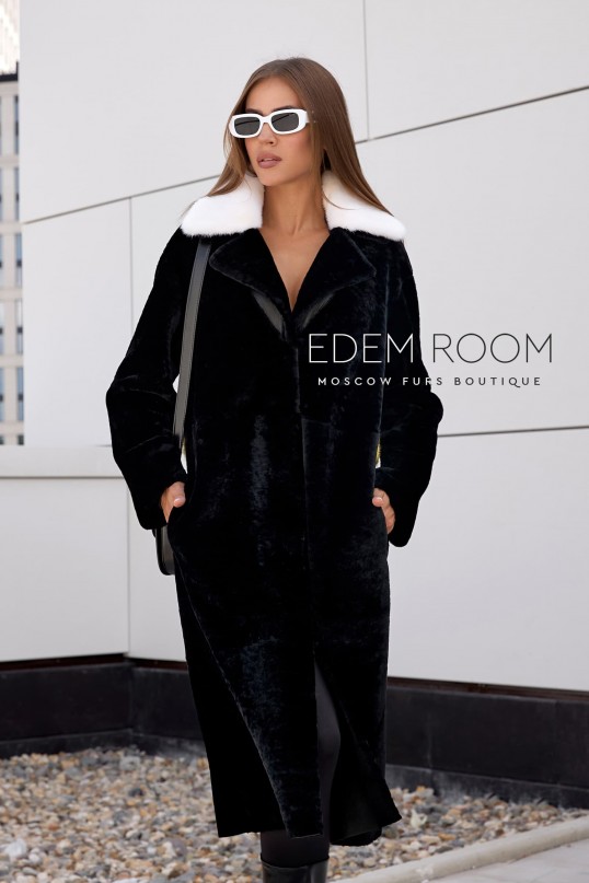 Чёрная дублёнка из элитного мериноса