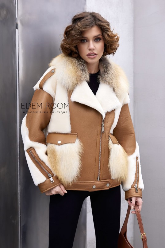 молодёжная куртка - дублёнка с мехом