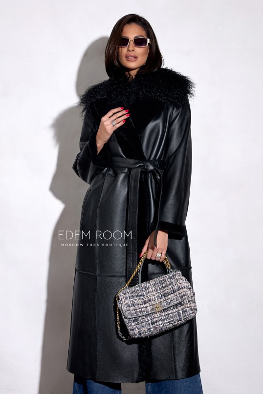 чёрная двухсторонняя дублёнка