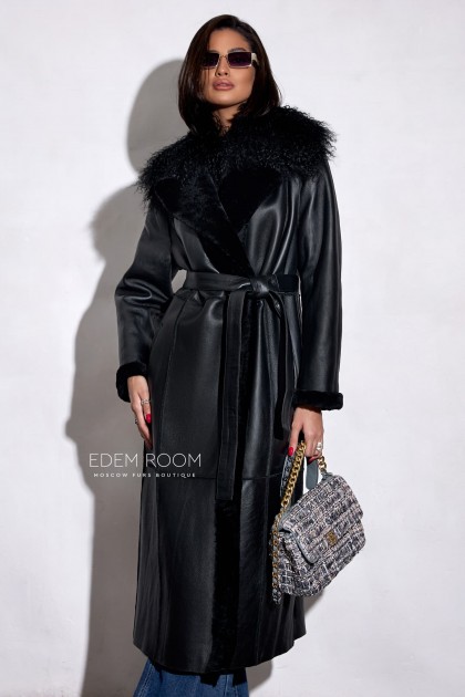 чёрная двухсторонняя дублёнка