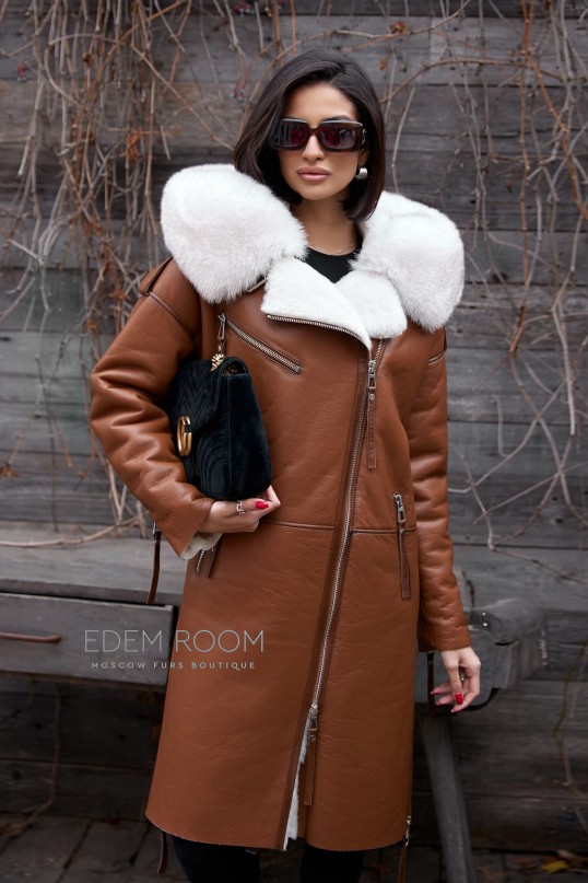 натуральная коричневая дублёнка