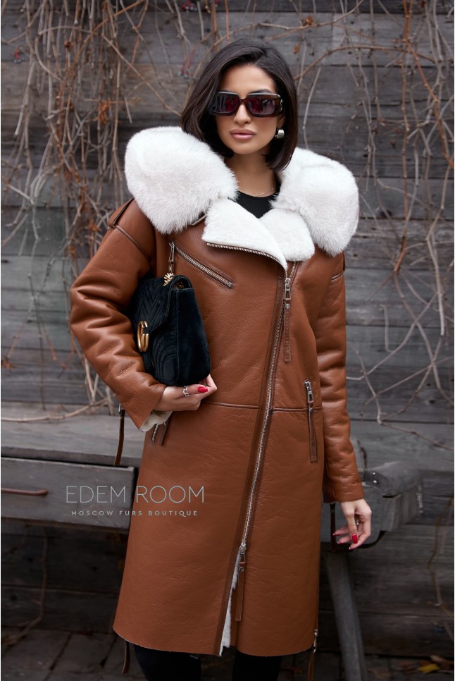 натуральная коричневая дублёнка
