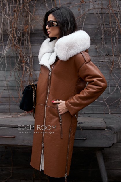 натуральная коричневая дублёнка