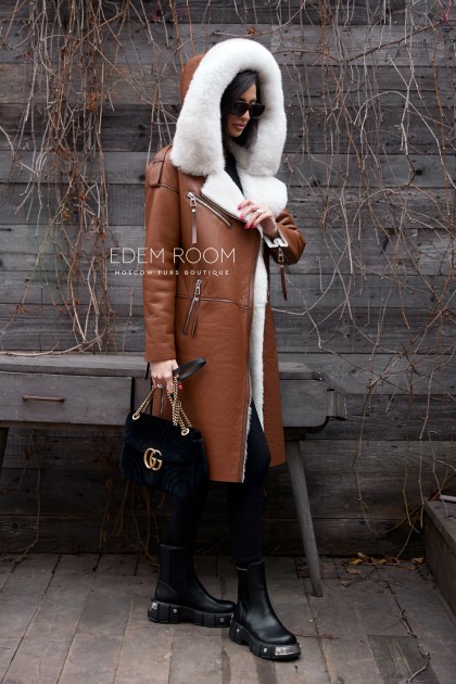 натуральная коричневая дублёнка