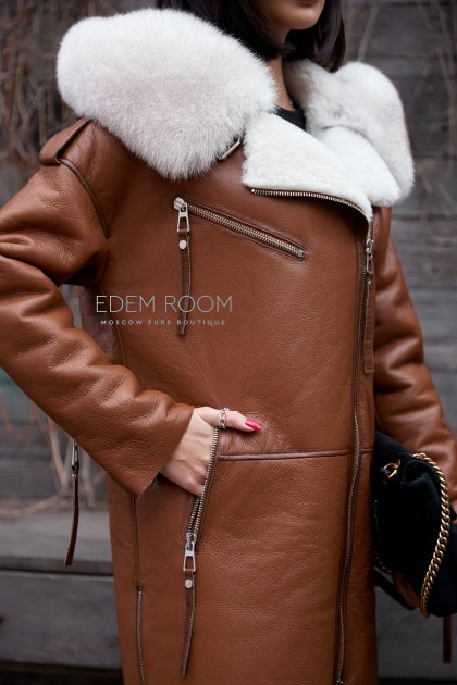 натуральная коричневая дублёнка