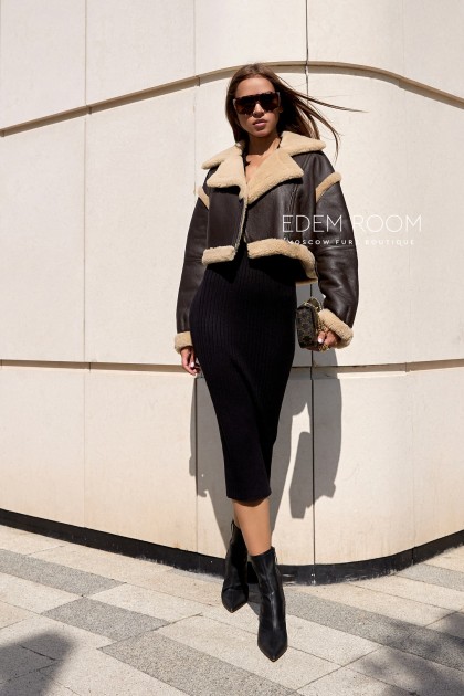 Модная короткая дублёнка